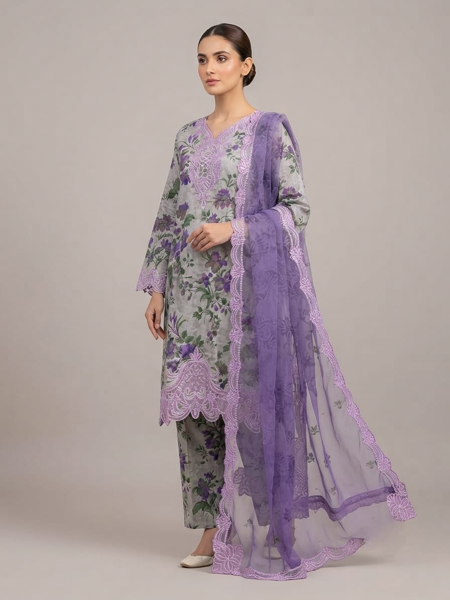 Lawn Chikankari Stitched
