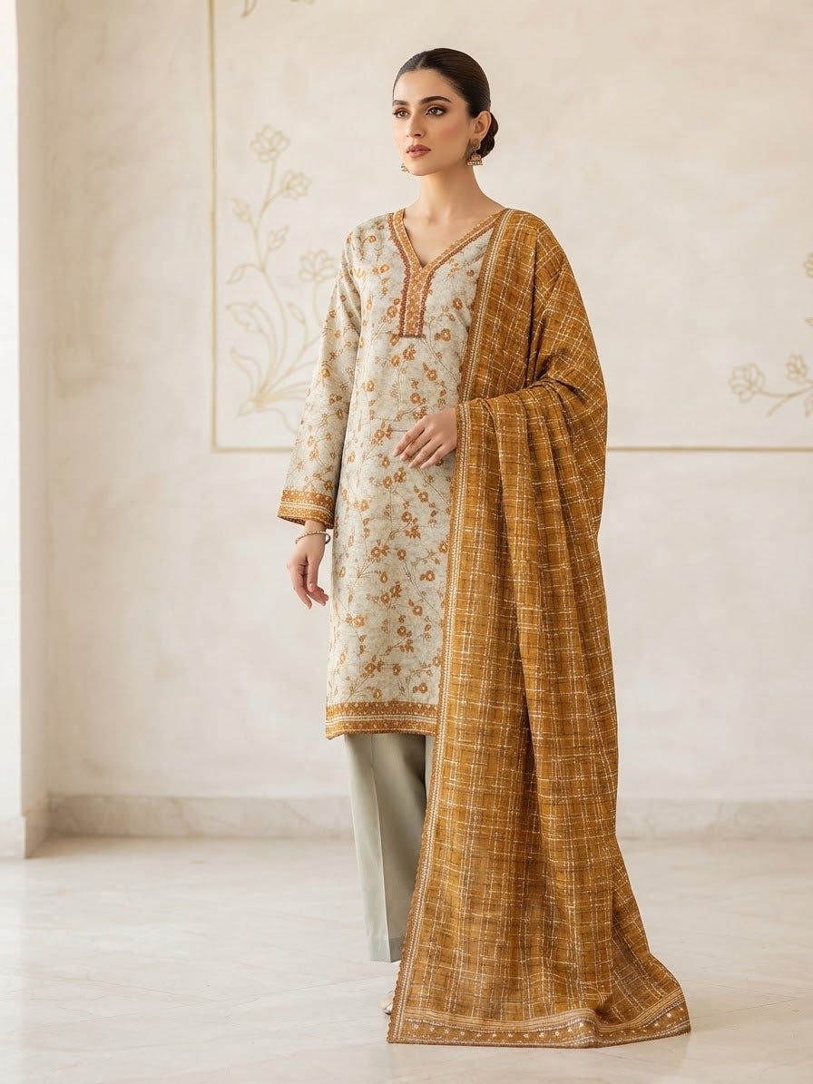 Khaddar 3PC Stitched