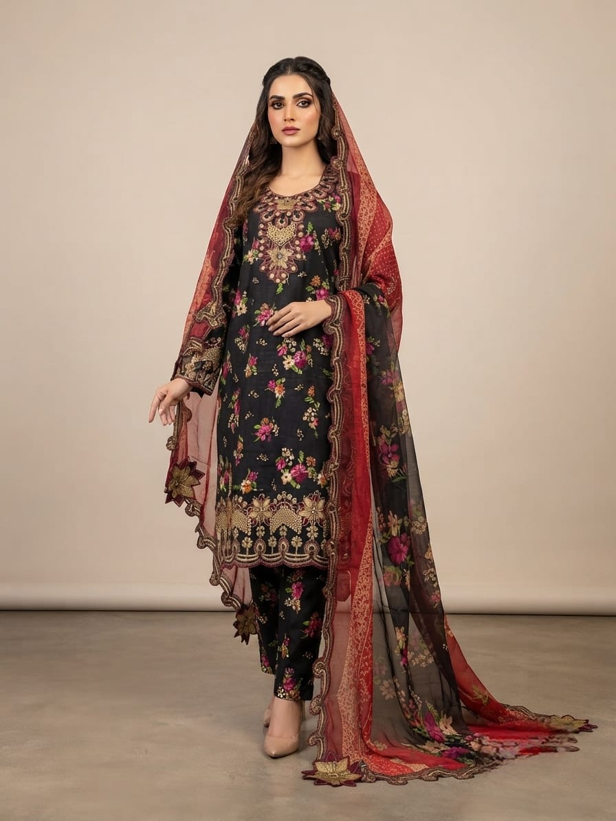 Lawn Chikankari Stitched