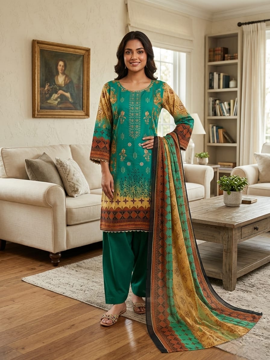 Lawn with Chiffon Dupatta