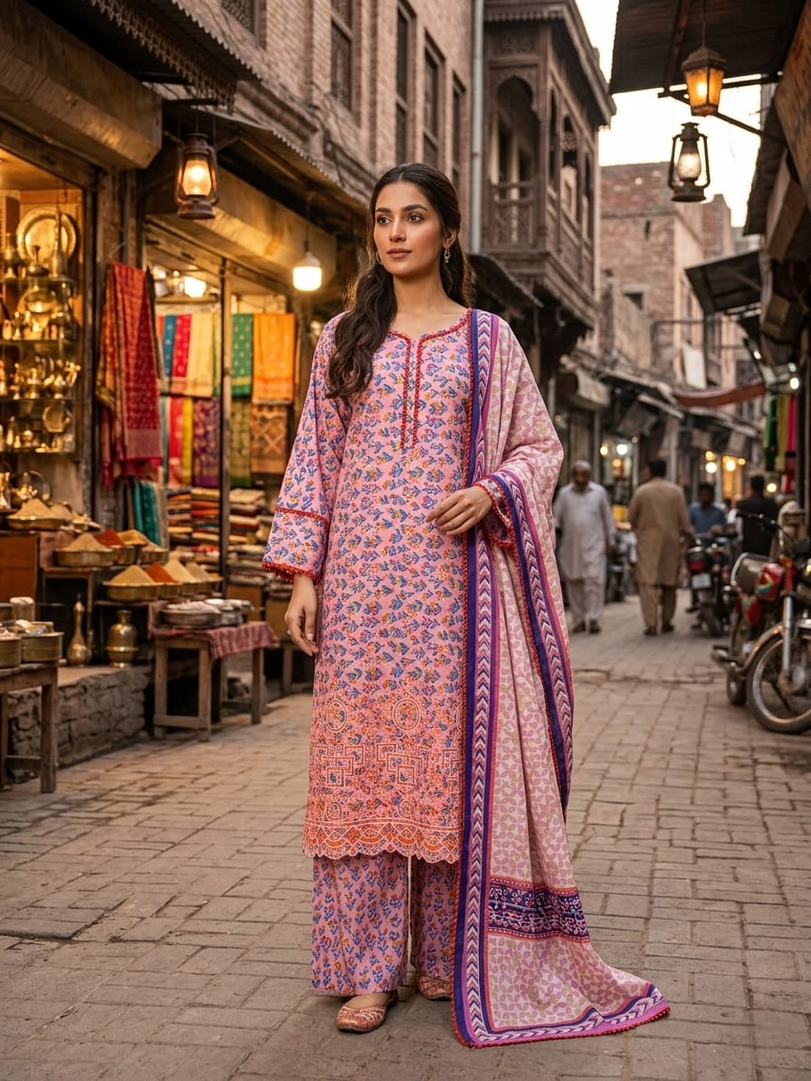 Lawn Chikenkari Cutwork Daman