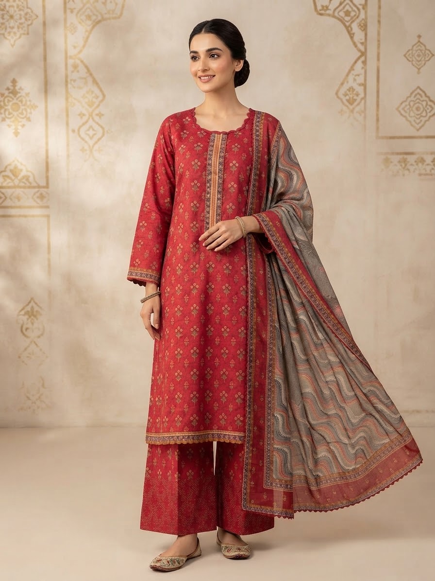 Khaddar 3PC Stitched