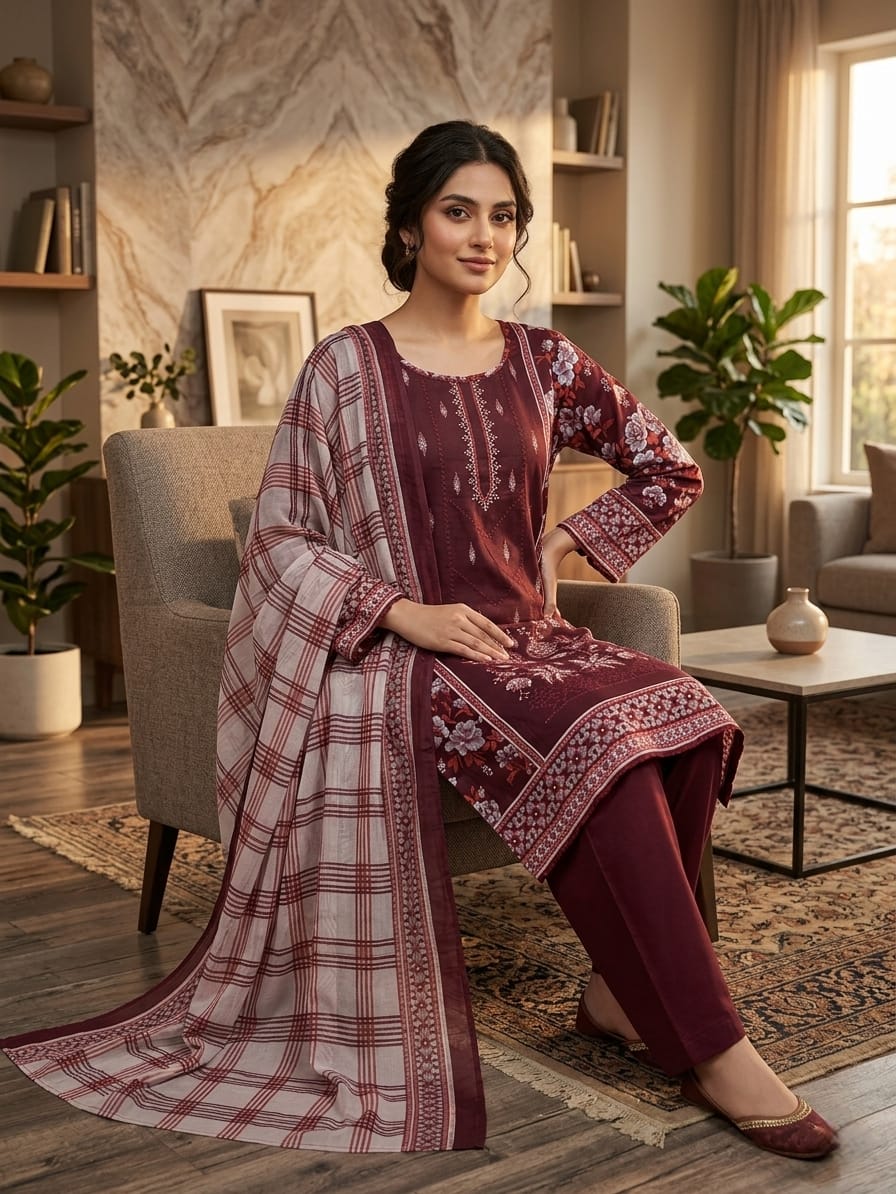 Lawn Chiffon Dupatta Stitched