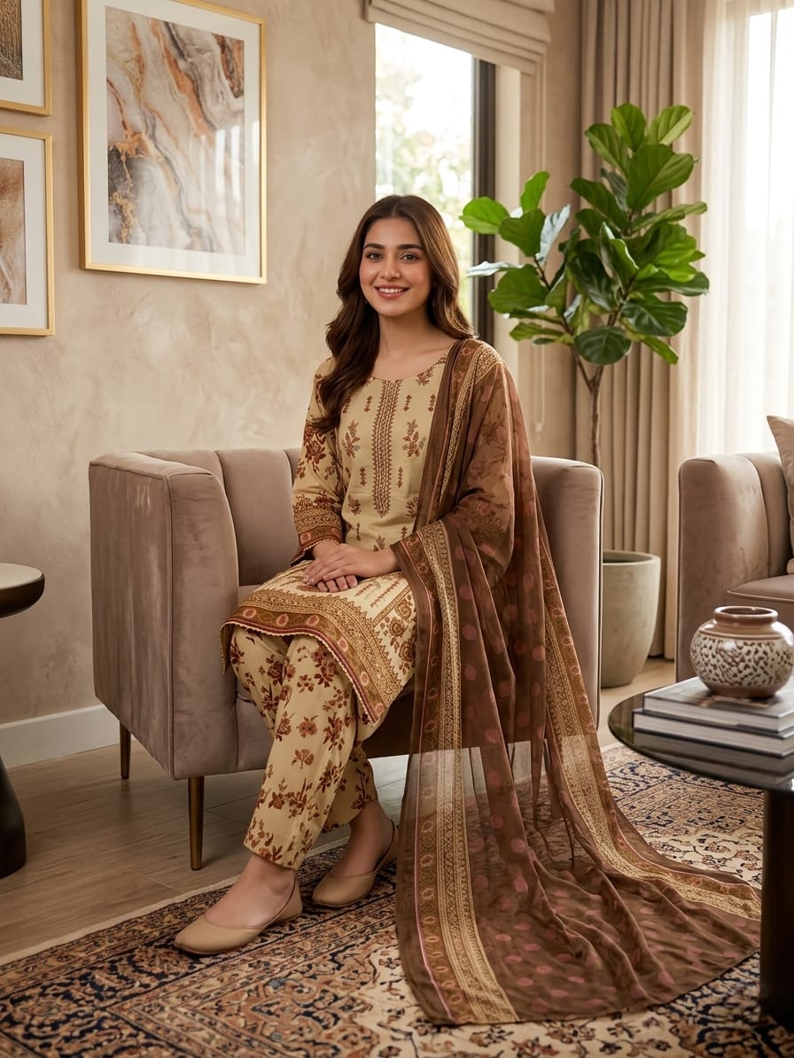 Lawn Chiffon Dupatta Stitched
