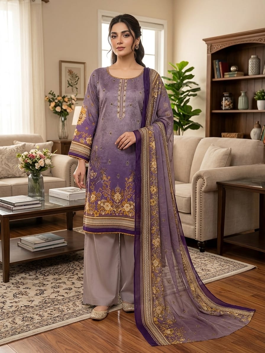Lawn Chiffon Dupatta Stitched