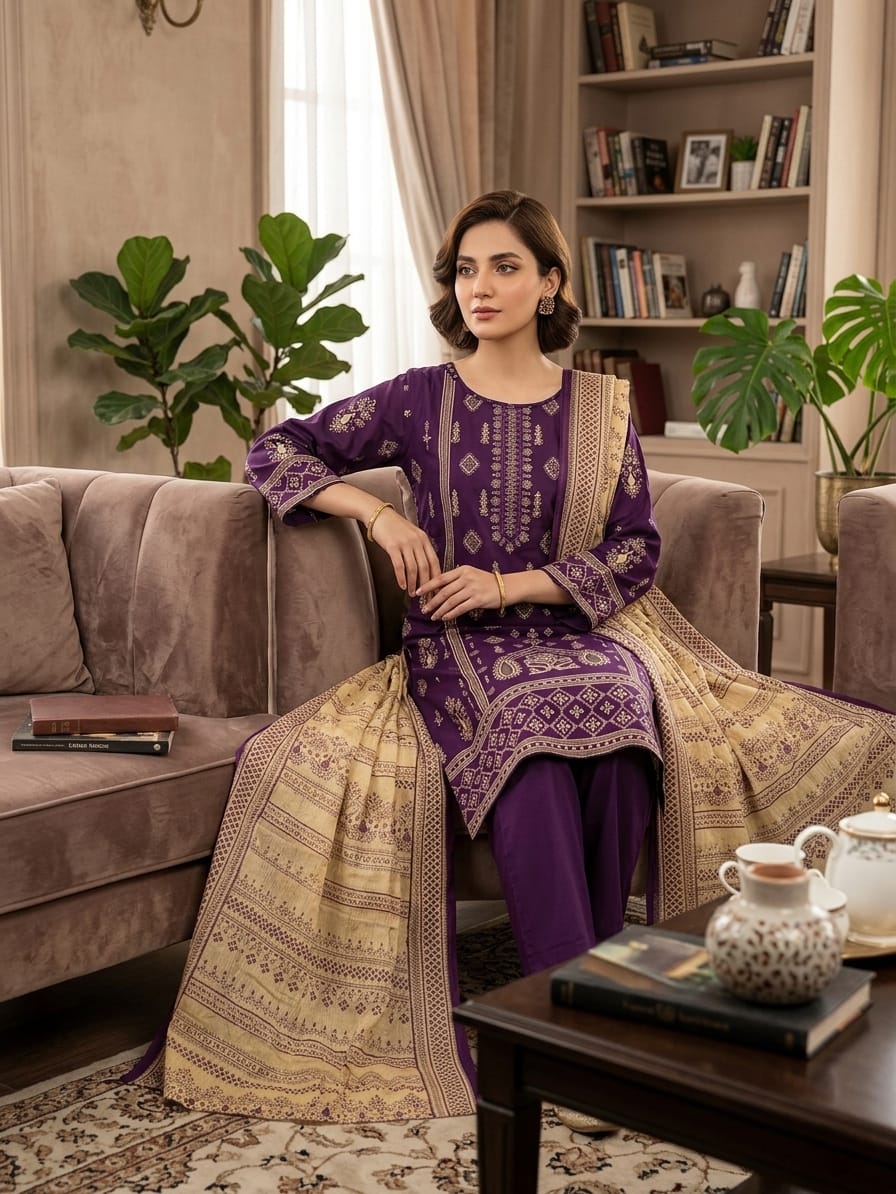 Lawn Chiffon Dupatta Stitched