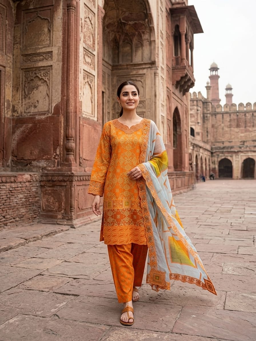 Lawn Chiffon Dupatta Stitched