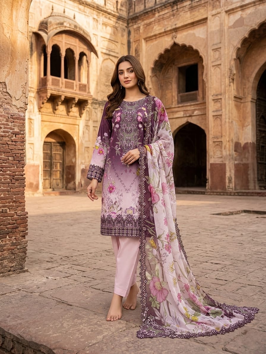Lawn Chiffon Dupatta Stitched
