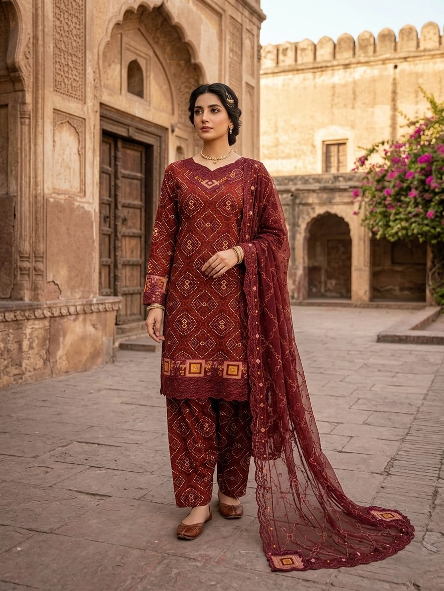 Lawn Chiffon Dupatta Stitched