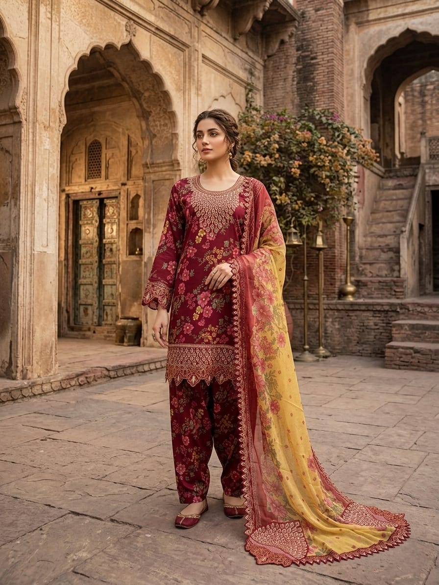 Lawn Chiffon Dupatta Stitched