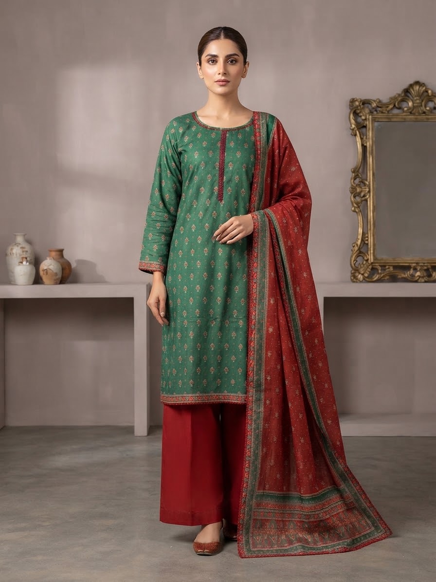 Khaddar 3PC Stitched