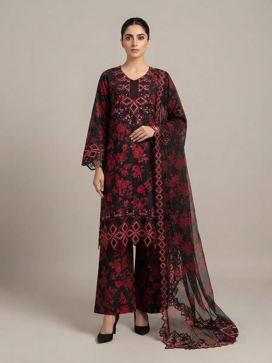 Lawn Chikankari Stitched
