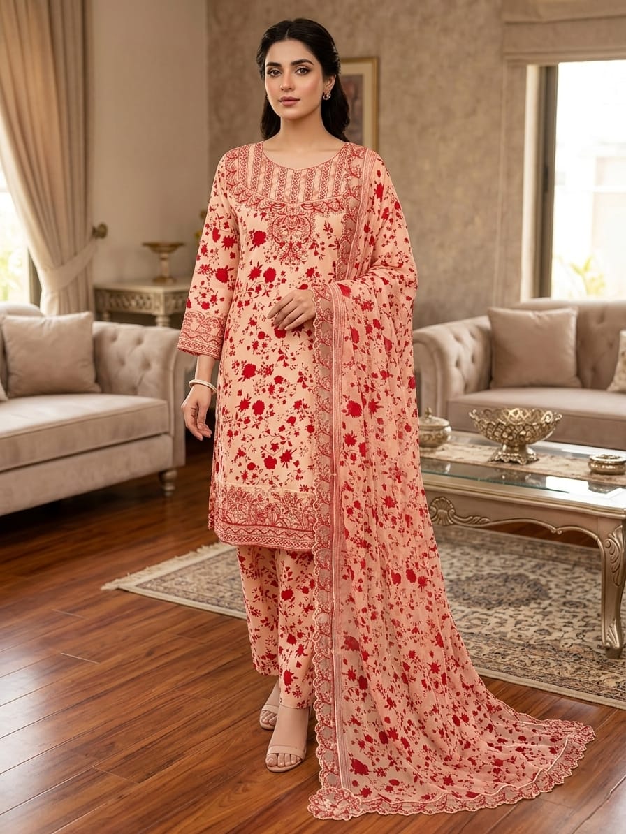 Lawn Chikankari Stitched