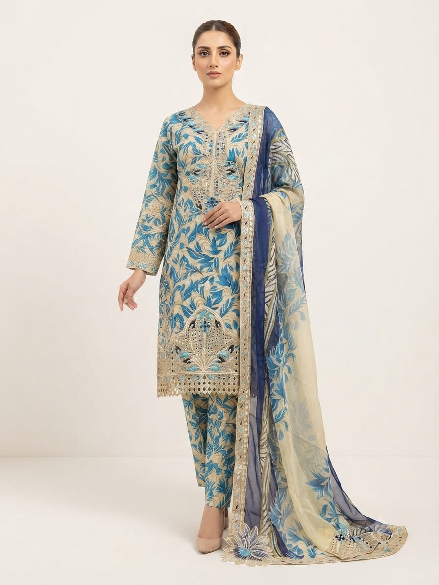 Lawn Chikankari Stitched