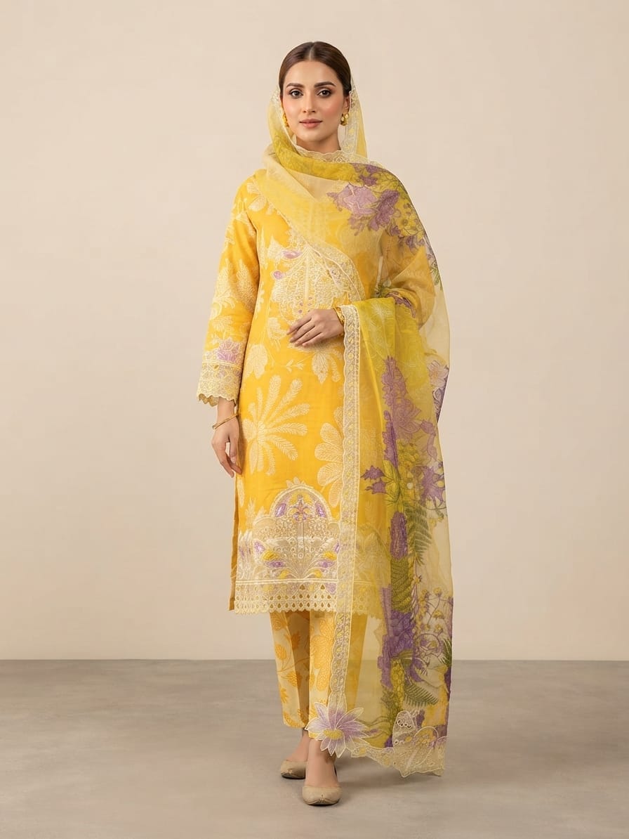 Lawn Chikankari Stitched