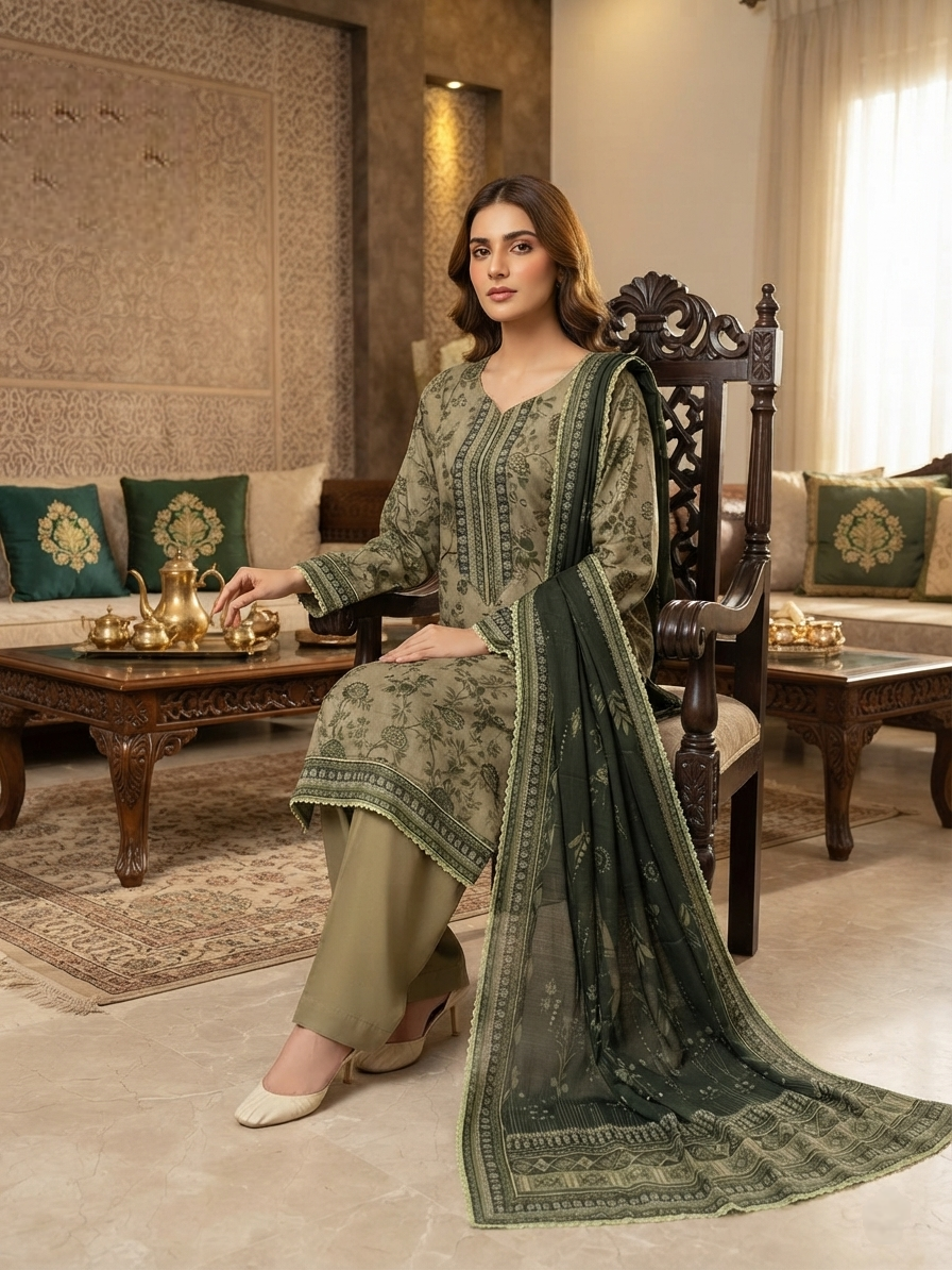Linen 3-Piece Printed