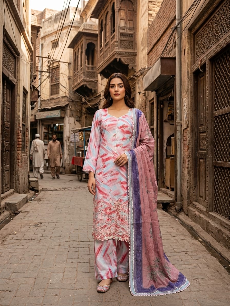 Lawn Chikenkari Cutwork Daman