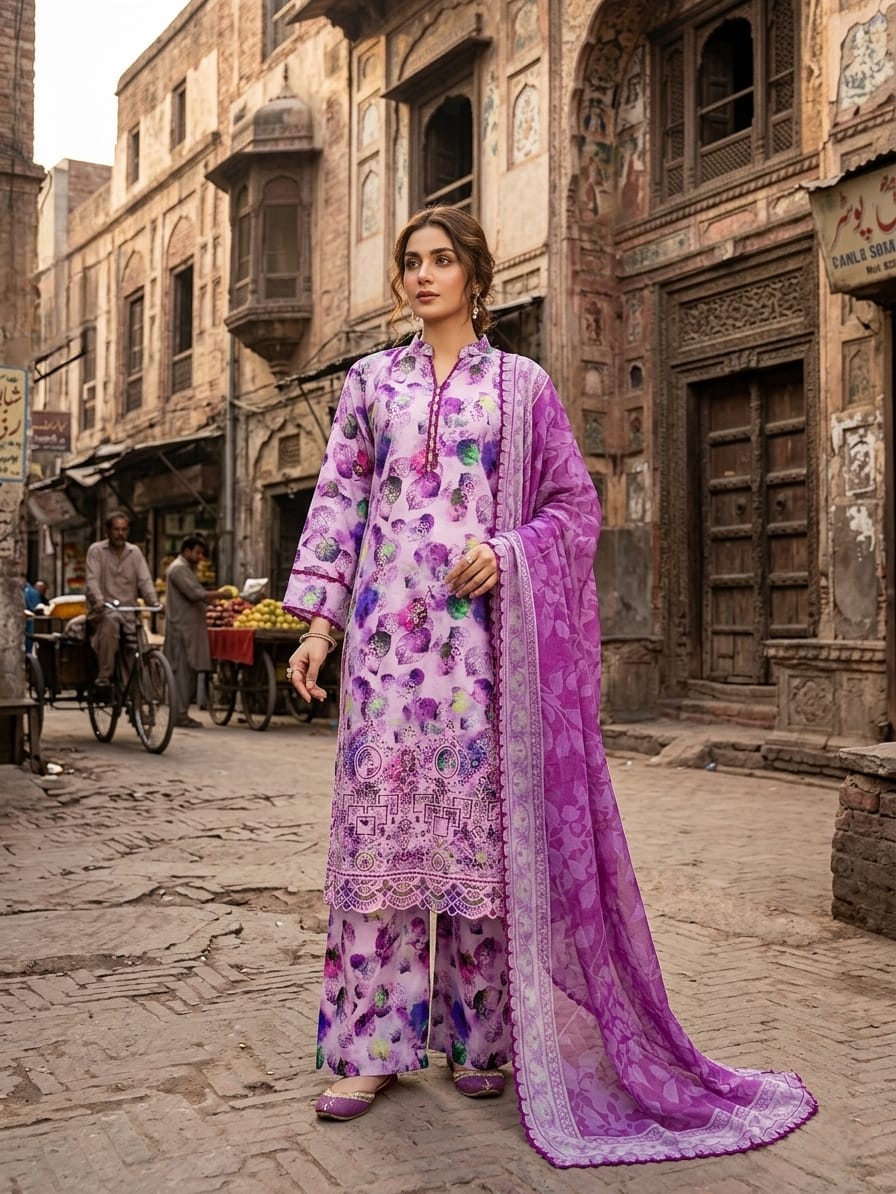 Lawn Chikenkari Cutwork Daman