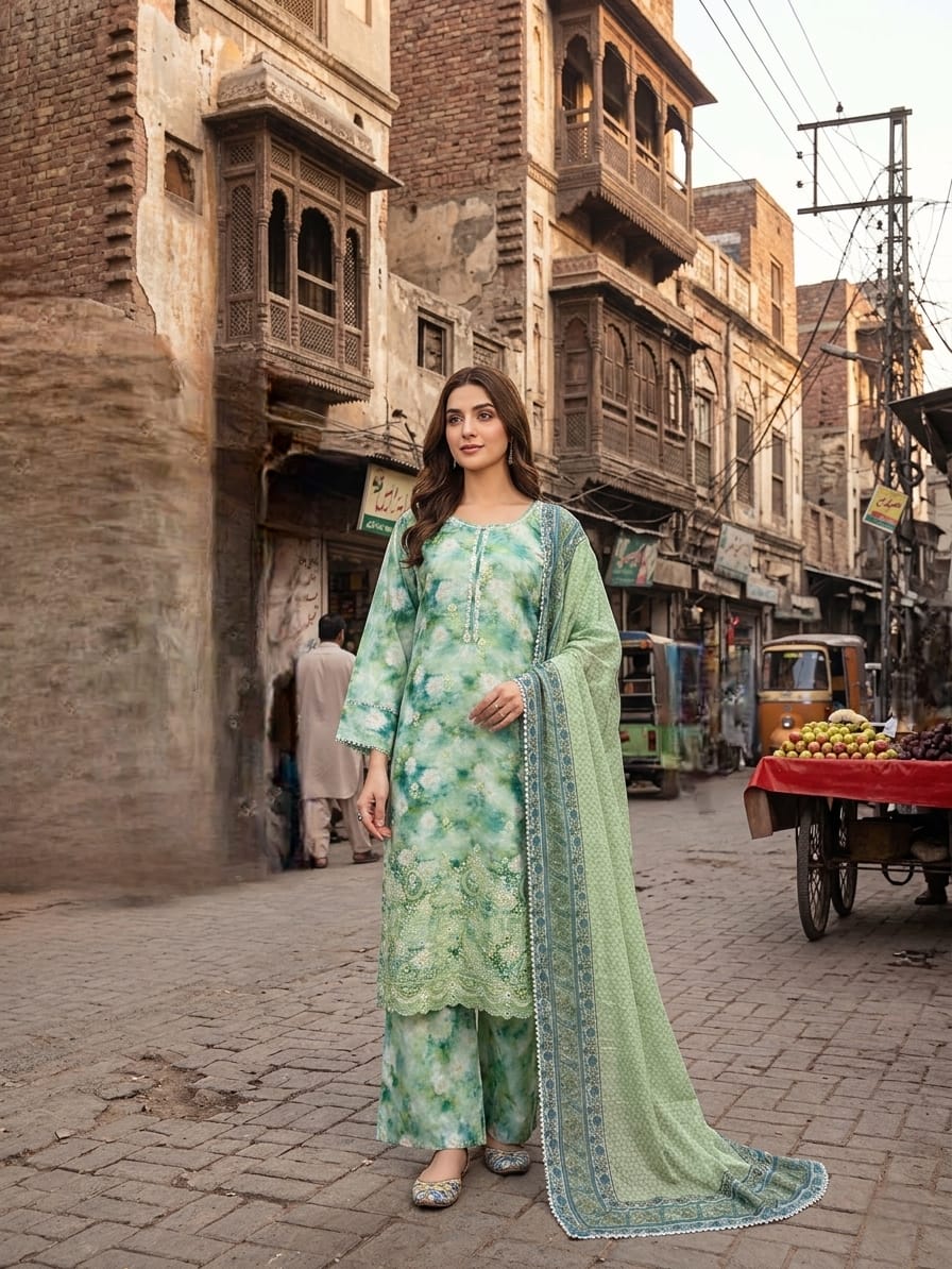 Lawn Chikenkari Cutwork Daman