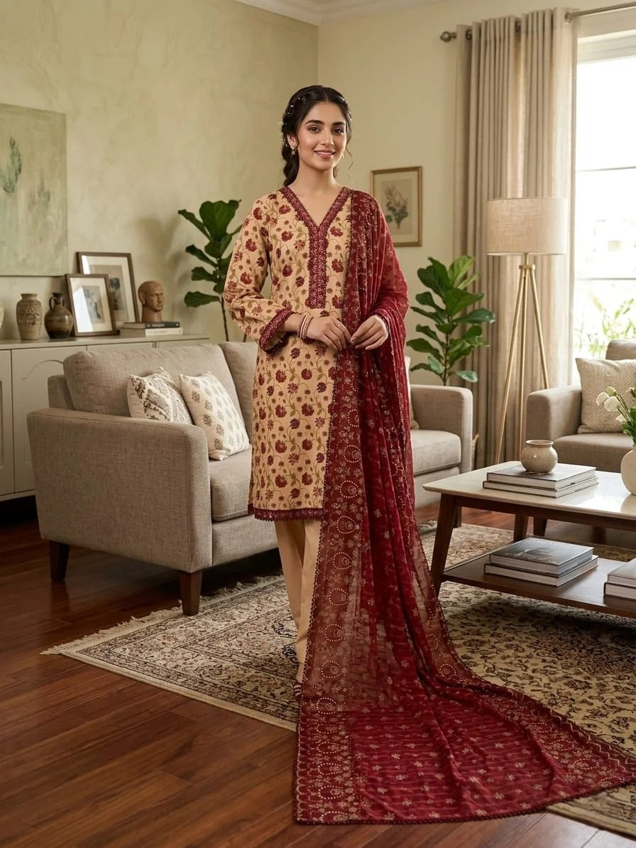 Lawn Printed Stitched