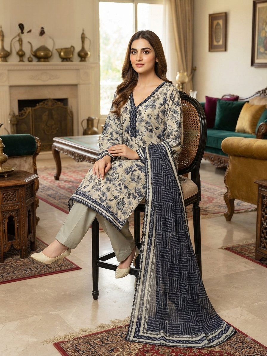 Linen 3-Piece Printed