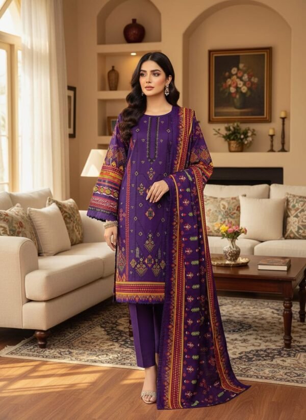 Lawn Emb. 3PC Stitched