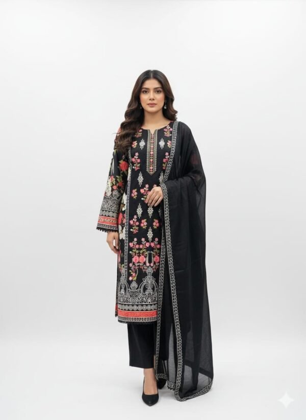 Lawn 3PC Stitched with Chiffon Dupatta
