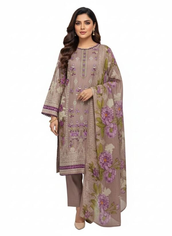 Lawn 3PC Stitched with Chiffon Dupatta