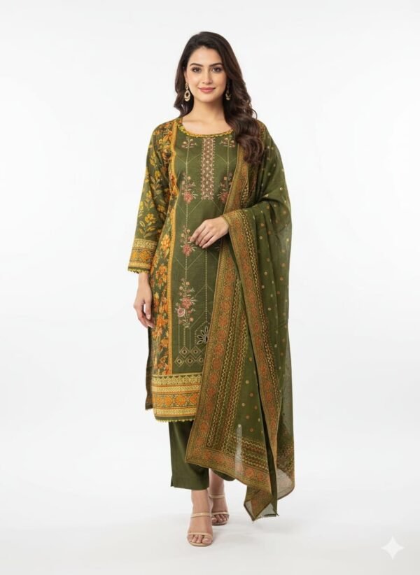 Lawn 3PC Stitched with Chiffon Dupatta