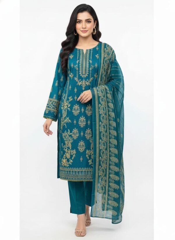 Lawn 3PC Stitched with Chiffon Dupatta