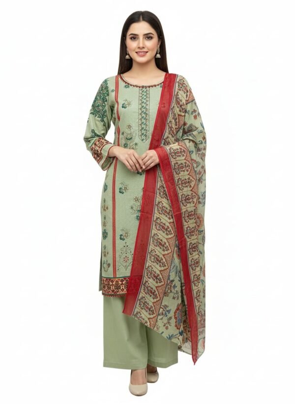 Lawn 3PC Stitched with Chiffon Dupatta