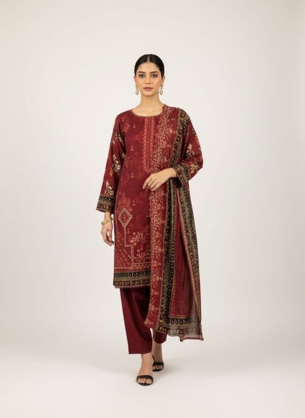 Lawn ChikanKari Cutwork 3PC Stitched
