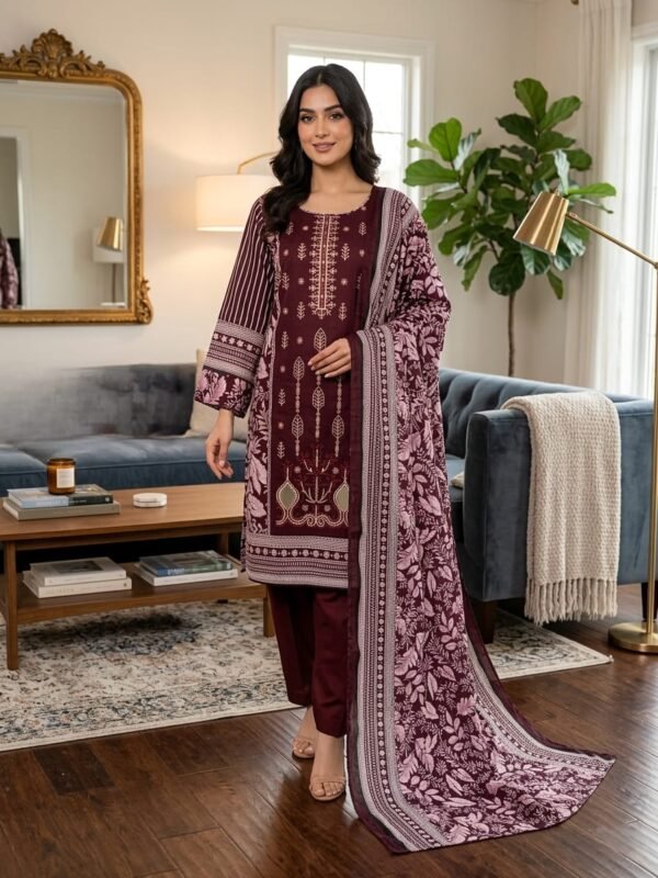 Lawn Emb. 3PC Stitched
