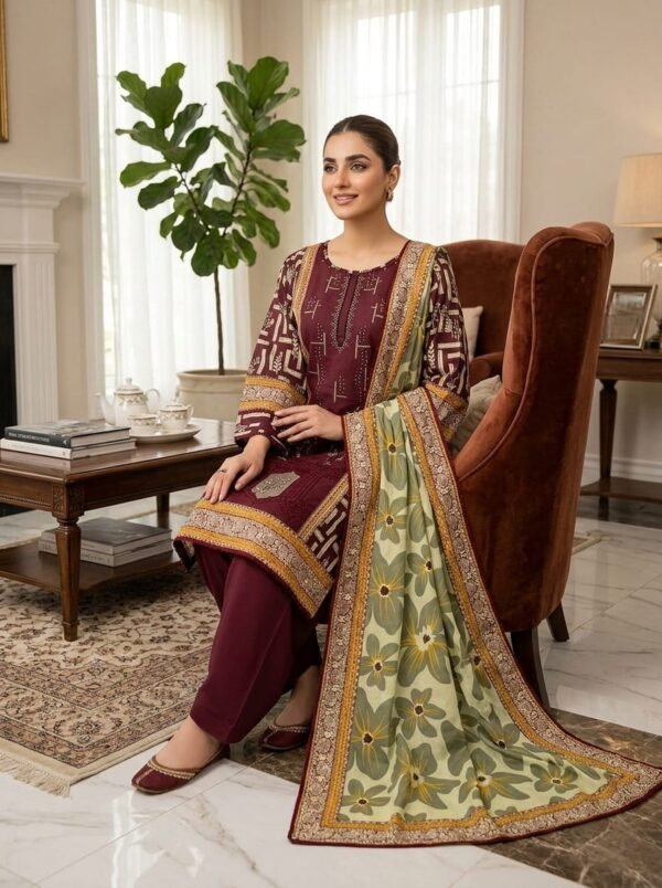 Lawn Emb. 3PC Stitched