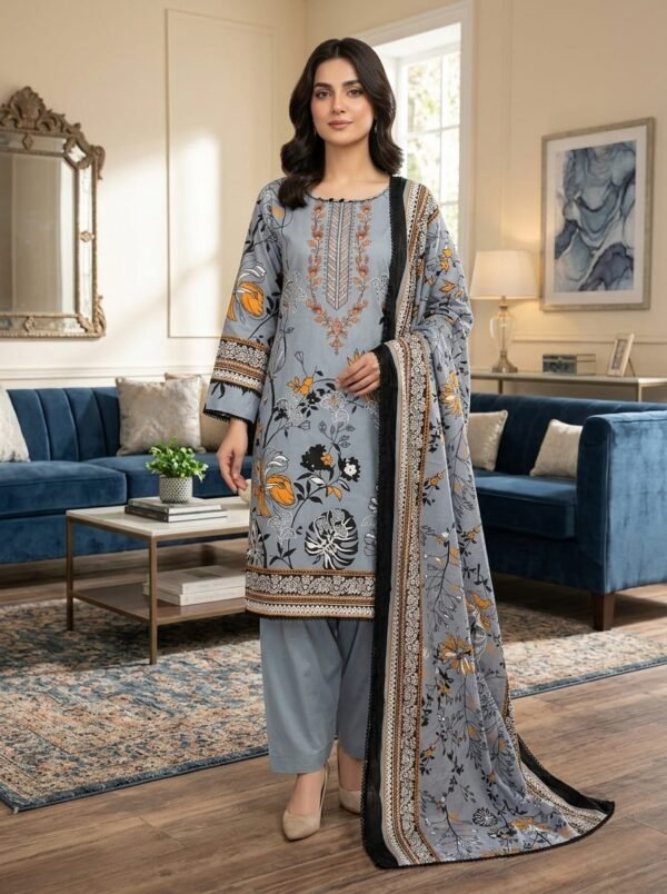 Lawn Emb. 3PC Stitched