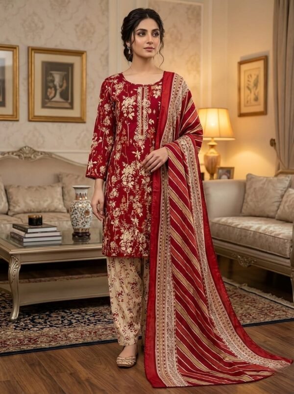 Lawn Emb. 3PC Stitched