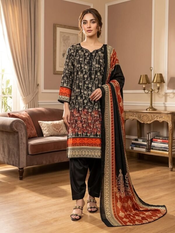 Lawn Emb. 3PC Stitched