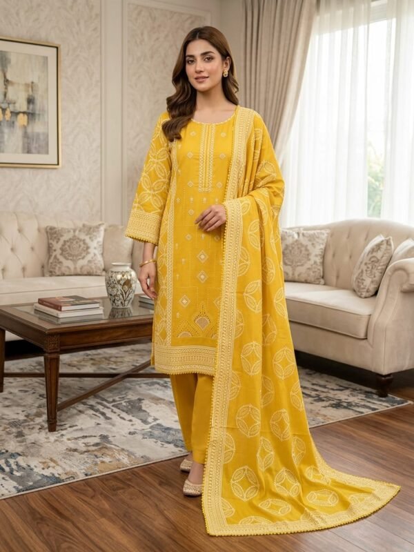 Lawn Emb. 3PC Stitched