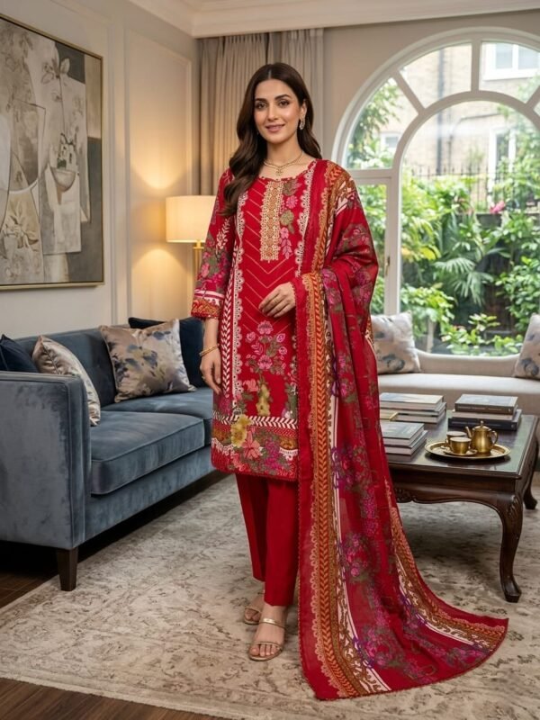 Lawn Emb. 3PC Stitched