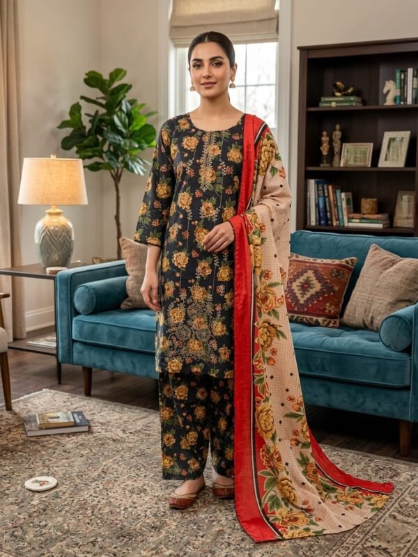 Lawn Emb. 3PC Stitched